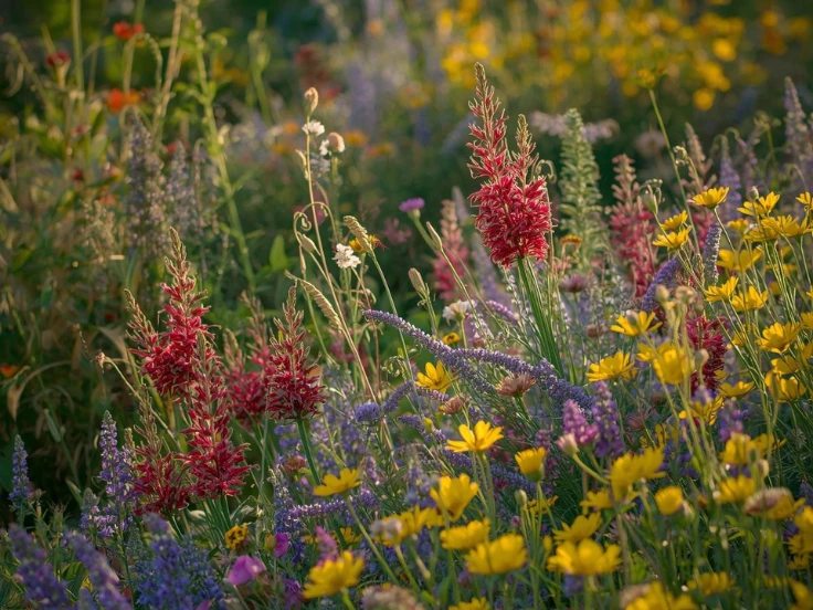 A field of wildflowers in full bloom at the meadowlands national park, showcasing nature's beauty and diversity.