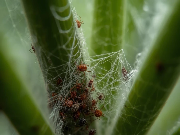 A spider web adorned with numerous small bugs caught in its delicate strands.