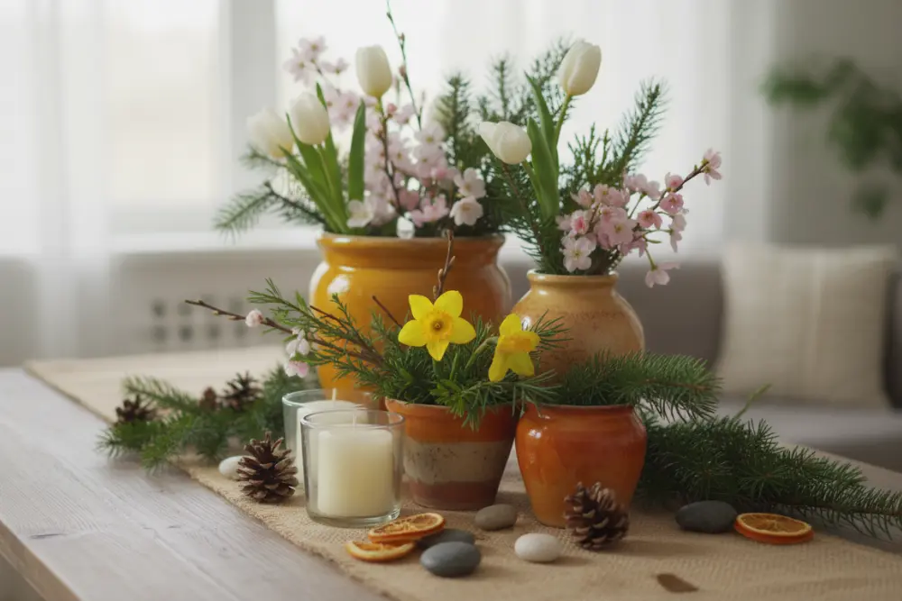 seasonal tabletop plant decor arrangement