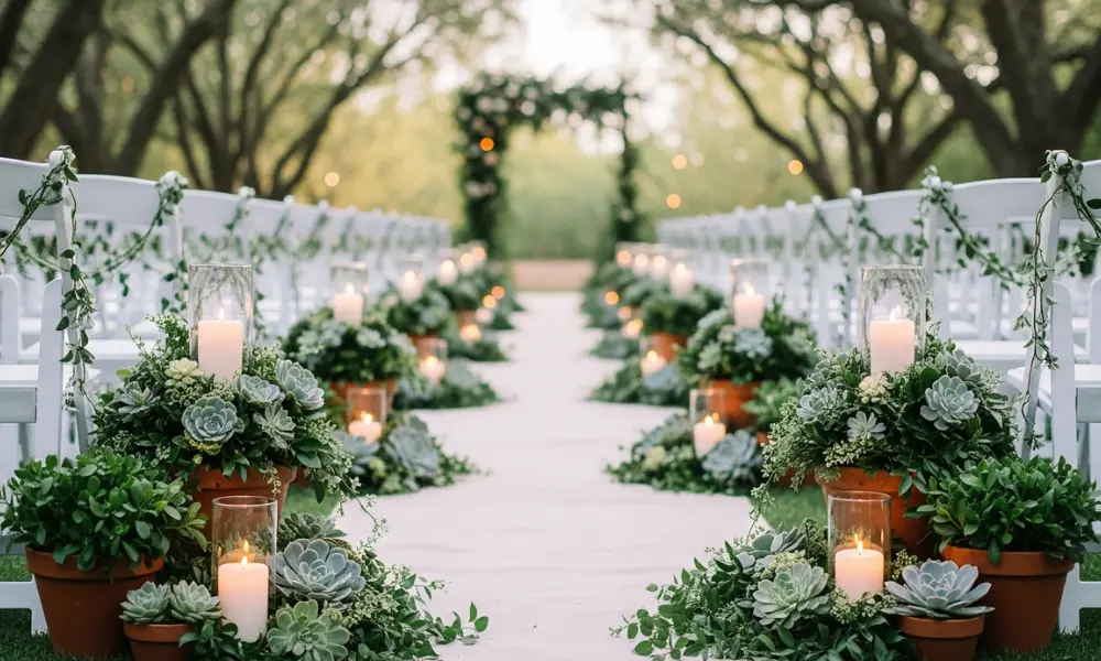 Wedding Aisle Decor with Plants