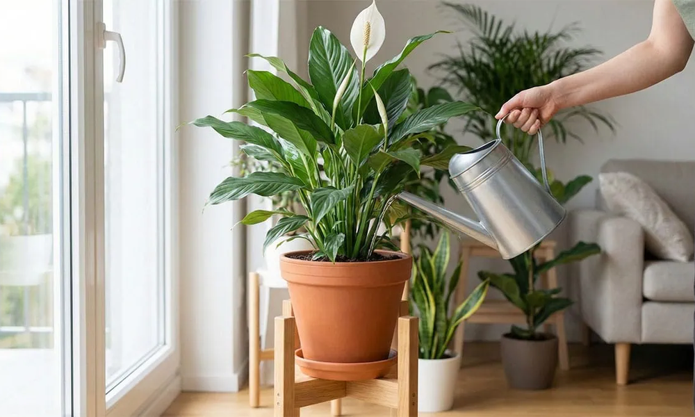 peace lily watering