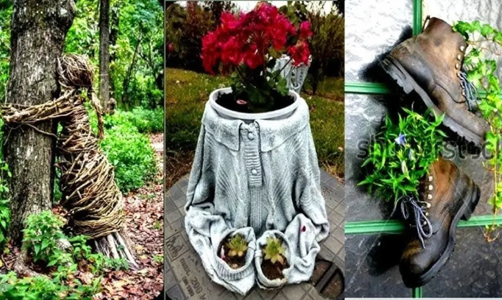 Whimsical Garden Decor with Footwear and Accessories