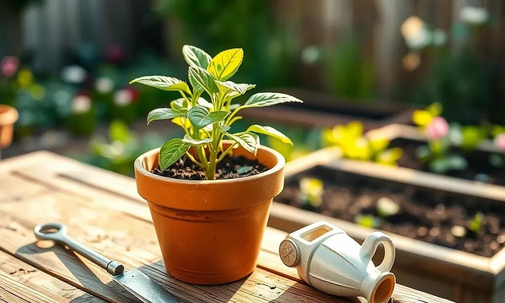 A small potted green plant representing easy-care indoor plants for beginners.