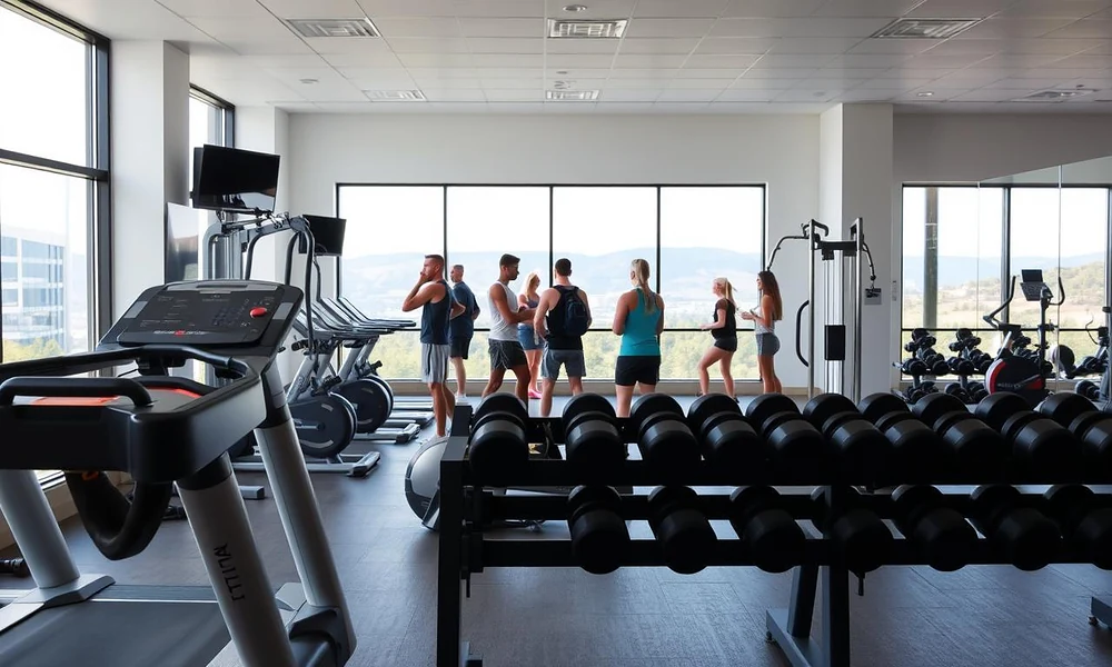 Peeacelily | Planet Fitness: Membership Costs, Equipment, Benefits, and What to Know Diverse gym members using exercise equipment in a spacious gym with floor-to-ceiling windows