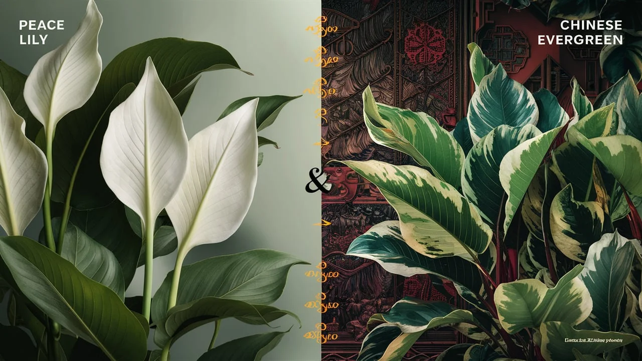 peace lily or chinese evergreen flower