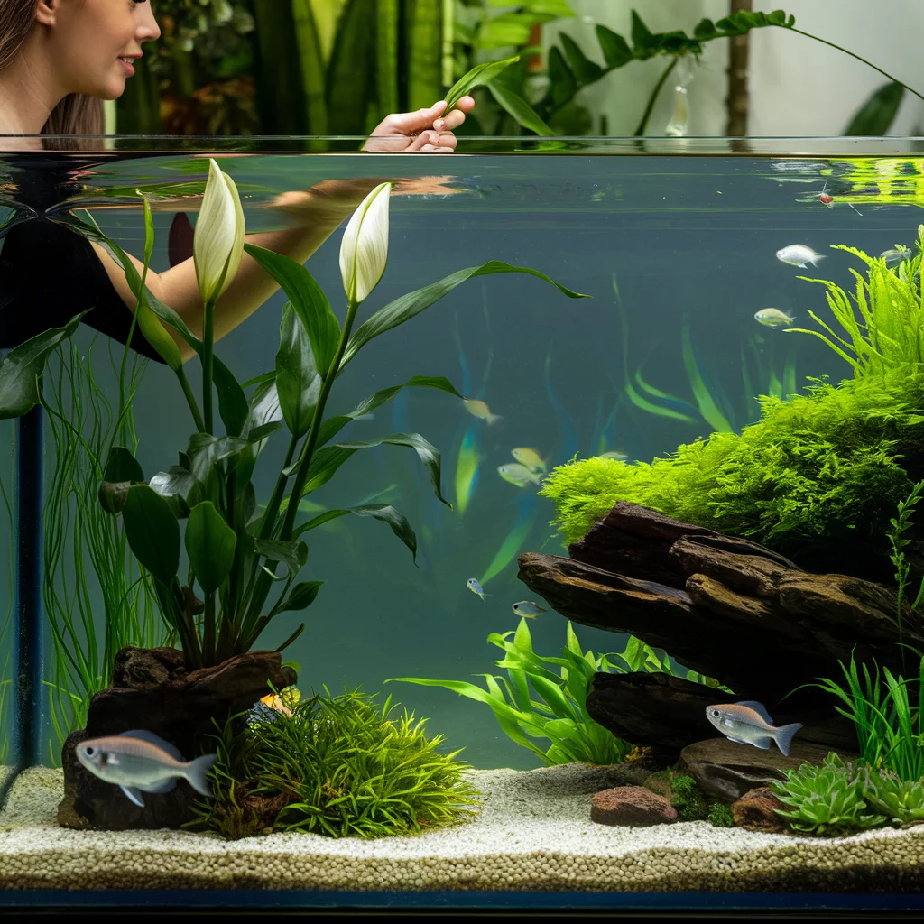 peace lily in aquarium