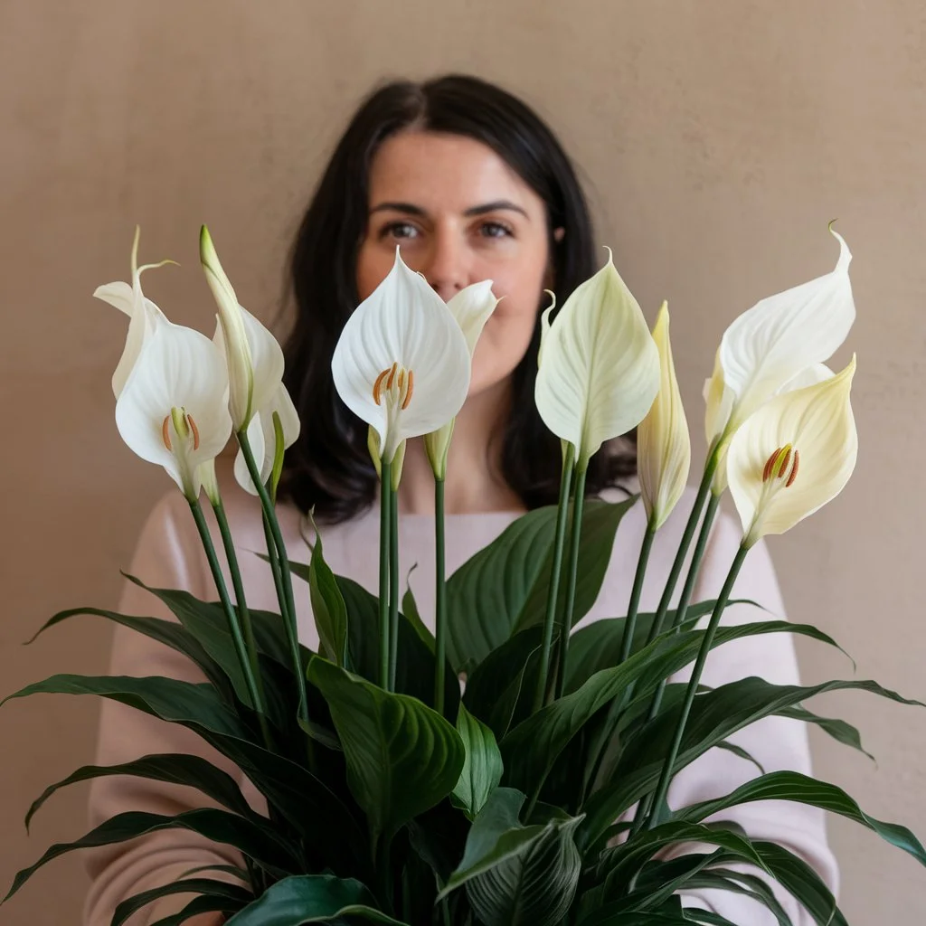 Cream and ivory peace lilies: gentle and understated in nature.