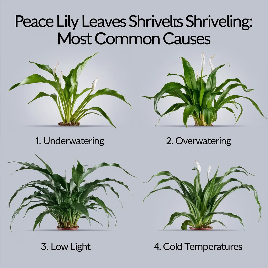 Most Common Causes of Peace Lily Leaves Shriveling 
