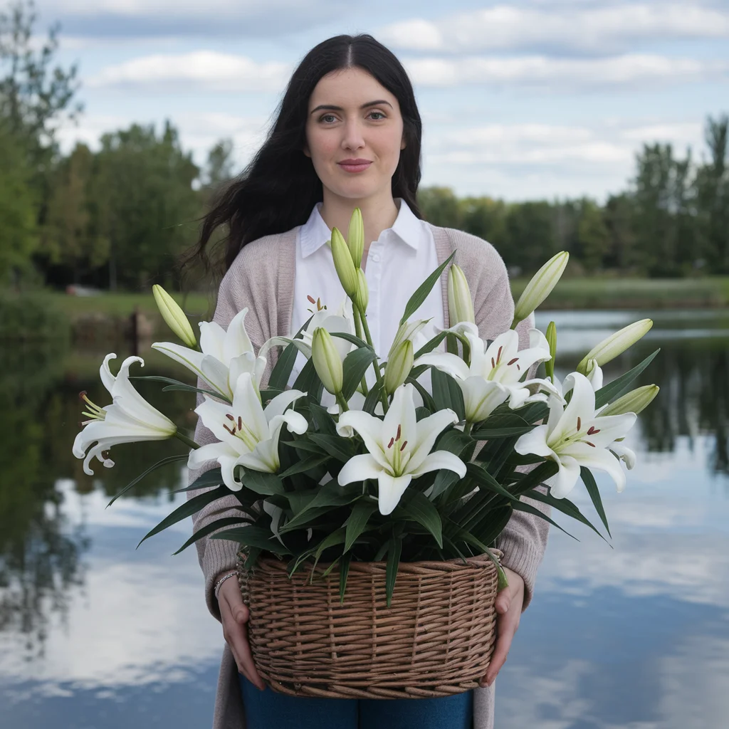 what is the significance of a calm white lily basket
