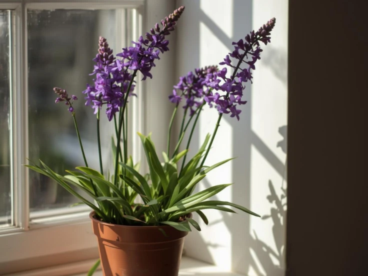 indoor plant with purple flowers