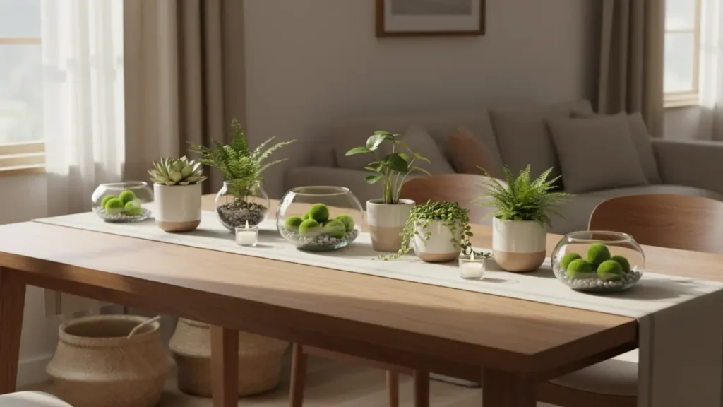 elegant tabletop plant decor in natural light