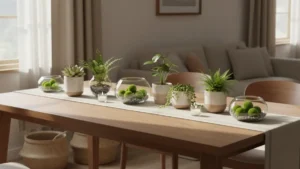 elegant tabletop plant decor in natural light